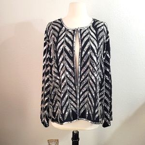 New Beautiful Black with Silver Sequin Sheryl Crow Cardigan size XL
